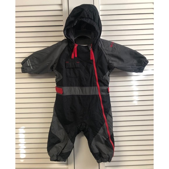 Columbia size 12M onepiecesnowsuit black grey & red